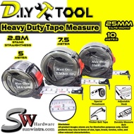 SW Hardware Max Otto Heavy Duty Measuring Tape 5M | 7.5M | 10M withstand 2.8M Straightness 25mm Widt