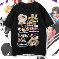 Fashion Baju Enhypen T-Shirt  Heeseung/ Sunghoon/ Sunoo/ Jungwon/ Jake/Jay/ Niki Print Graphic Tees 