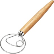 Danish Dough Whisk Stainless Steel Wooden Handle for Sourdough Bread Pastry and Pizza Baking
