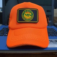 topi jaring double mes orange bpbd - rescue - trc - sar - topi jala velcro plus 3 patch rubber