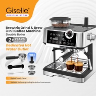 (New Available) Giselle Hot Water Dual Boiler Digital panel Espresso Coffee Maker with Grinder | Adj