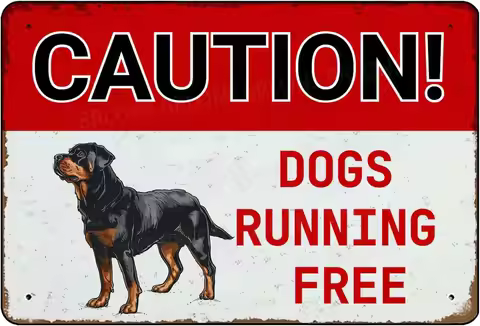 Metal Sign Beware Of Dogs Caution Dogs Running Rottweiller Warning Sign Aluminum Sign Vintage Tin Si