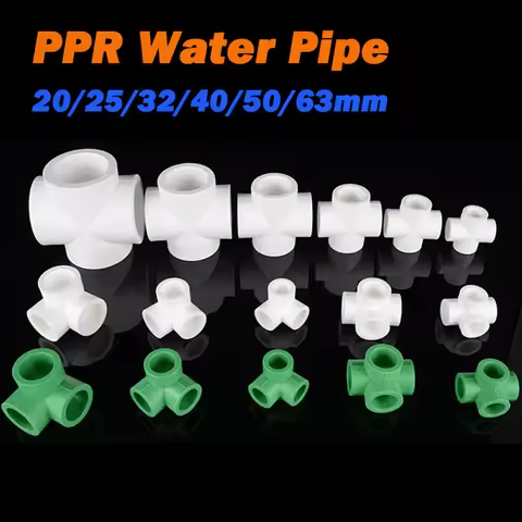 Ppr Water Pipe 3/4-way Joint Corner Fitting Water Supply Pipe Joint Connector 20/25/32/40/50/63mm Wh
