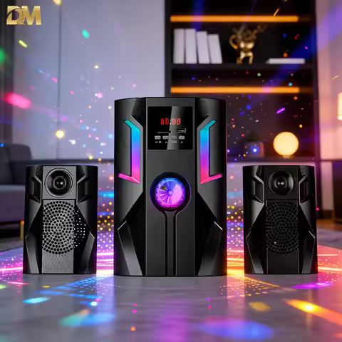 Bluetooth Speakers 2.1 Channels Dm-4008, 2+1 Stereo Speakers, Remote Control, Colorful Led Lighting,