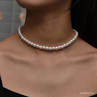 Vintage Style Simple 6MM Pearl Chain Choker Necklace For Women Wedding Love Shell Pendant Necklace F