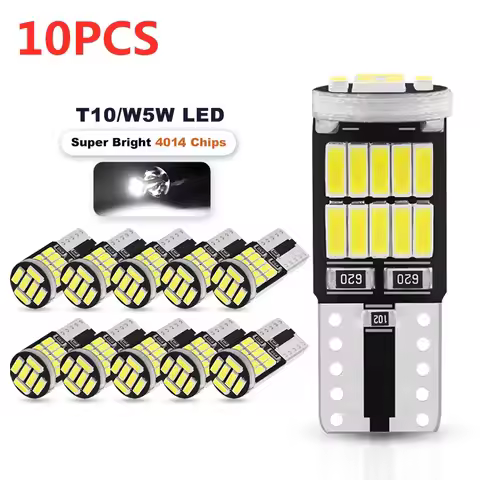 10/2pcs W5W T10 Led Bulbs Canbus 4014 SMD 6000K 168 194 Led 5w5 Car Interior Dome Reading License Pl