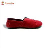 Sepatu Slip On Pria Wanita Selop Casual Kasual Shoes Santai Kain Tanpa Tali Anti Slip Merah Marun