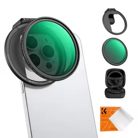 KF CONCEPT 67mm Magnetic Variable ND2-32 Phone Lens Filter Kit with Clip Adapter Ring and Cold Shoe