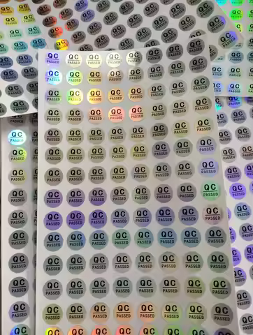 QC Passed Stickers 1cm 2000 Pcs Hologram QC Pass Stickers for Warehouse Inventory Quality Control Ch