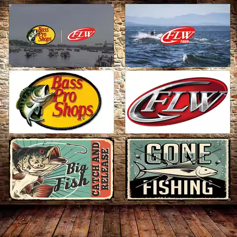 60X90CM 90X150CM Bass-Pro-Shops Fishing Flag Polyester Printed FLW Fishing Poster Banner For Decor W