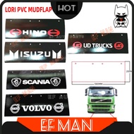 LORI PVC MUDFLAP SCANIA VOLVO HINO NISSAN UD TRUCK ISUZU 58CM X 20CM LORRY PLASTIC MUDFLAP FENDER GETAH SPACE PARTS