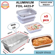 ALUMINIUM FOIL TRAY WITH LID @ M SIZE [RECTANGLE] - 5PCS (Code:4423-P) Aluminium foil tray for bakew