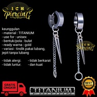 T0mbak Model Titanium steel Ring Chain Stud Earrings / Men's and Women's Earrings / BTS Earrings / K
