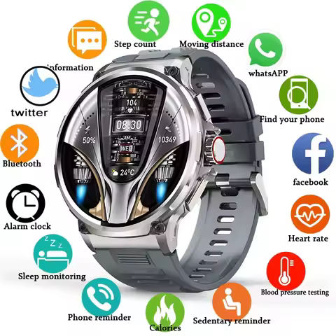 2025 V69 Men Military Smart Watch 1.85-inch AMOLED Screen Bluetooth call 710 mAh IP67 Waterproof Hea