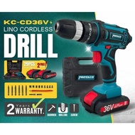 PRO-EKCO Lino Cordless Drill Hammer Screw KC-CD36V Free 2 Battery 29 po c's Accessories