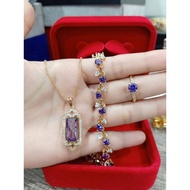 Emas Suasa Set (Rantai Tangan + Leher + Cincin)