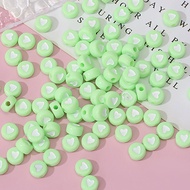 4 * 7mm Acrylic Flat Round Heart Loose Beads Beads 100pcs/Pack Children's Educational Bracelet Beade