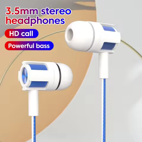3.5mm Wired Headphones Over Ear HiFi Call Wire Control Earphones With Microphones Headsets For Cellp