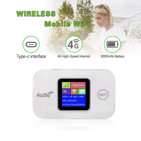 4G LTE Mobile WiFi Router 3000mAh 150Mbps Modem Router Type-C with Sim Card Slot Mini Outdoor Hotspo