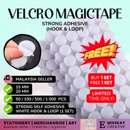 (FREE Pairs) Strong Velcro Magic Tape Self Adhesive Fastener Tape | Hook & Loop Velcro | Circle Dot 