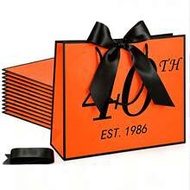 30/40/50/60/70th Anniversary Gift Black & Gold Elegant Paper Bag With Bow, Suitable For Men & Women,