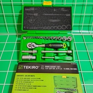 MATA Tekiro 21 Pcs Plastic Box Shock Wrench / Wrench - Sock Set 1/ 4 inch 3/ 8 inch DR 6 Pt Socket B