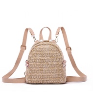 Korean Version Grass Woven Pearl Casual Lightweight Backpack