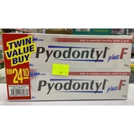 TWIN PACK PYODONTYL PLUS F TOOTHPASTE HEALTHY GUM CARE 2x100g