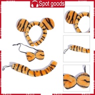 WIN 3pcs Cartoon Plush Tiger Ears Shape Hairband Bowtie and Tail Suit Cosplay Accessories for Adult 