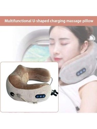1入組便攜式旅行電動按摩枕,u形頸枕具備無線功能,適用於家庭使用