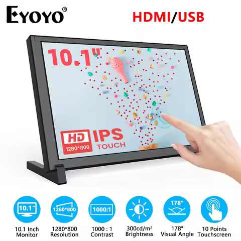 Eyoyo Monitor 10.1 inch Capacitive Touchscreen Portable 1280x800 IPS Display For Raspberry Pi Plug A