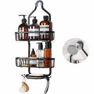Others - 帶掛鉤的浴室懸掛式收納架、黑鐵儲物架、不銹鋼淋浴收納架、3 層洗髮精、肥皂和刮鬍刀架