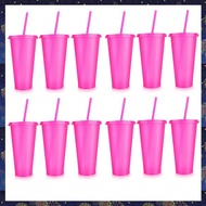 (RZDW) 12 Pieces Reusable Cups with Lids and Straws 24 Oz Glitter Plastic Cup for Birthday Party Smo