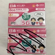 日本8日上網卡 8+3GB 全新未使用 有效期限:27年6月30號前
