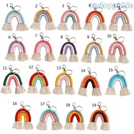 Un* Beautiful Boho Handmade for Key Holder Keyring Macrame Weaving Rainbow Pendant Keychain for Women Birthdays