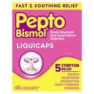 Pepto Bismol Liquicaps, Upset Stomach Relief, Bismuth Subsalicylate, Multi-Symptom Relief of Gas, Na