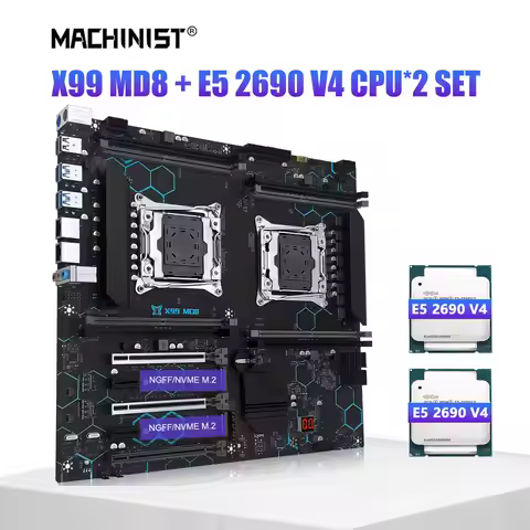 MACHINIST X99 MD8 motherboard kit LGA 2011-3 Xeon E5 2690 V4 CPU*2 suppor 8 slots DDR4 ECC RAM memor