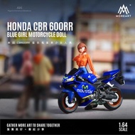 [現貨] 1∶64 人偶 HONDA CBR 600RR 藍色電單車 + 人偶 微縮手辦模型