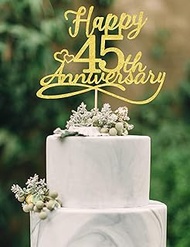 Happy 45th Anniversary Cake Toppers - 45th Wedding Anniversary Decorations, 45th anniversary cake to