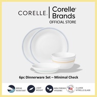 CORELLE 6pc Dinnerware Set - Minimal Check