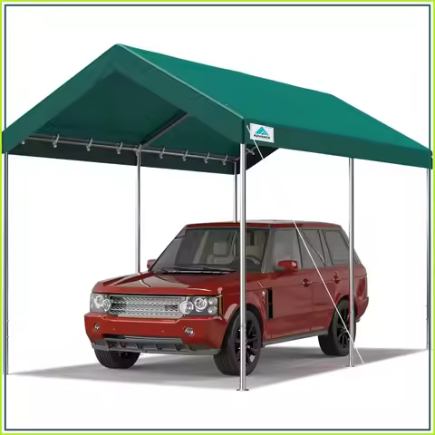 10x15 ft Heavy Duty Carport Canopy Garage Party Tent Boat Shelter, Adjustable Height 9.5-11 ft, Gree