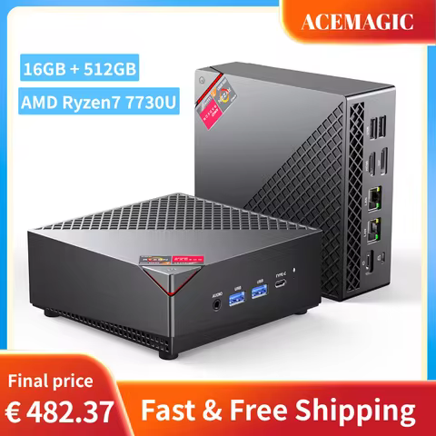 ACEMAGIC Mini PC AMD Ryzen 7 7730U 8C/16T up to 4.5GHz Windows 11 Pro 32GB DDR4 512GB NVMe SSD Tripl