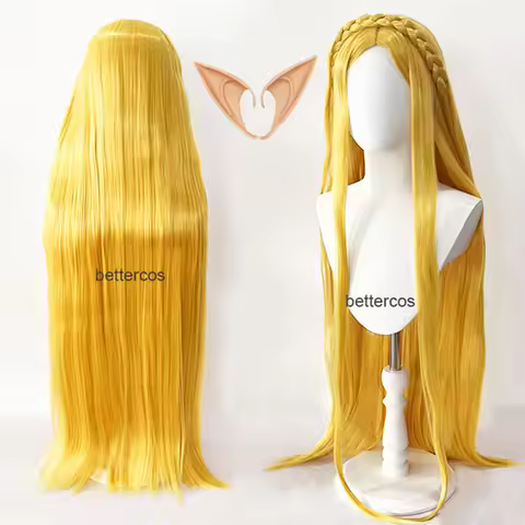 Zelda Elizabeth Smith Princess Zelda 100cm Long Golden Blonde Heat Resistant Cosplay Costume Wig + T