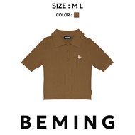 Bemingtop1021(M-L)-BMG Ivy Polo Knit – เสื้อโปโลลายเปีย ปกใหญ่คม ลุคเรียบหรูแบบ Ivy girl