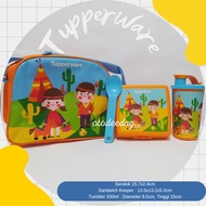 Tupperware Junior Bento Set Kids Lunch Box Set Bag For Kids Lunch Box Sandwich Keeper Tumbler Drink Spoon Bag