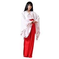 Women's White Kimono Red Hakama Pants Outfit Japanese Anime Kikyo Miko Kimono Cosplay Halloween Witc