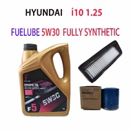 HYUNDAI i10 1.25  OIL FILTER + AIR FILTER + FUELUBE 5W30 FULLY SYNTHETIC  ENGINE OIL