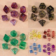 7pcs DND Dice Set Polyhedral Dice D4-D20 for DND TRPG Game Math Teaching, Nebula and Glitter Effect 