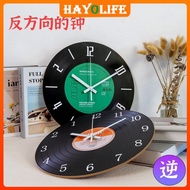 [HAYOLIFE]Gramophone Record Reverse Clock Jay Chou Nostalgic Wall Clock Reverse Clock Flow Counterclockwise Birthday Gift
