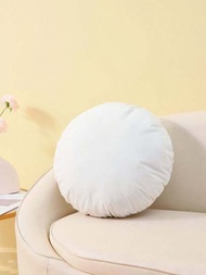 1 件裝純色圓形枕頭,帶填充物,家居裝飾圓形墊子,17.7x17.7 英寸,一側印刷